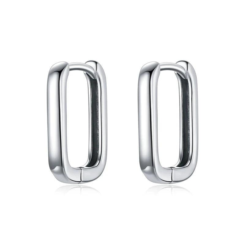 925 Silver Square Ear Hoop Earrings For Women Wedding Jewelry