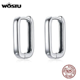 925 Silver Square Ear Hoop Earrings For Women Wedding Jewelry