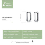 925 Silver Square Ear Hoop Earrings For Women Wedding Jewelry