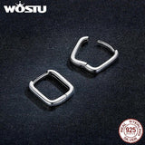 925 Silver Square Ear Hoop Earrings For Women Wedding Jewelry