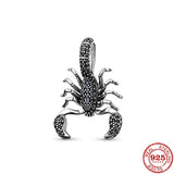 925 Silver Scorpion Bead Pendant with Zircon for DIY Charm Bracelet