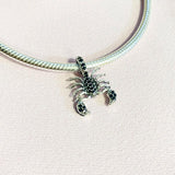 925 Silver Scorpion Bead Pendant with Zircon for DIY Charm Bracelet