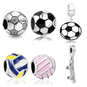 925 Sterling Silver Sports Charm Bead for Bracelet DIY Jewelry Gift