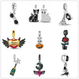 Enamel Jack Skull Joker Charms 925 Sterling Silver Bracelet Women Jewelry