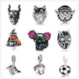 Enamel Jack Skull Joker Charms 925 Sterling Silver Bracelet Women Jewelry