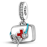 925 Silver CZ Doctor Dentist Tooth Charm Beads for Bracelet DIY Jewelry Gift