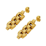 Geometric Watchband Stud Earrings - Waterproof Stainless Steel Texture Jewelry