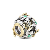 925 Sterling Silver Butterfly Green Four Clover Leaf Charm Bead
