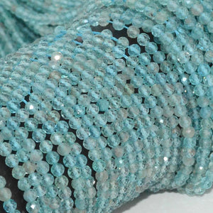 Natural Light Apatite Faceted Round Beads 4mm