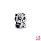 925 Silver Dog Dangle Sea Turtle Pendant Charm Panda Chick Bead Bracelet Jewelry