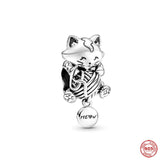 925 Silver Dog Dangle Sea Turtle Pendant Charm Panda Chick Bead Bracelet Jewelry