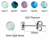 Fire Opal Stone Earrings Titanium Studs Minimalist Ear Piercing Jewelry