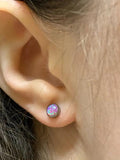 Fire Opal Stone Earrings Titanium Studs Minimalist Ear Piercing Jewelry