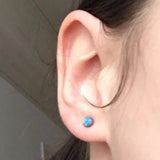 Fire Opal Stone Earrings Titanium Studs Minimalist Ear Piercing Jewelry