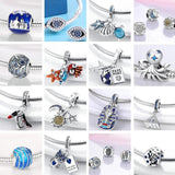 925 Silver Star Eyes Fatima Hamsa Hand Moon Beads Bracelet