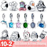 Silver Pet Animal Charms Bead Bracelet Pendant Fine Jewelry