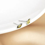 925 Silver Olive Green CZ Eye Shape Stud Earrings for Women
