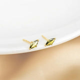 925 Silver Olive Green CZ Eye Shape Stud Earrings for Women