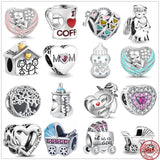 925 Silver Baby Bottle Car Wings Charm Bead Pendant