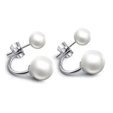 Double Pearl Earring Double Sided Pearl Stainless Steel Earrings