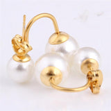 Double Pearl Earring Double Sided Pearl Stainless Steel Earrings