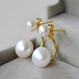 Double Pearl Earring Double Sided Pearl Stainless Steel Earrings
