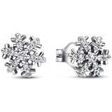 925 Silver Sparkling Snowflake Zirconia Stud Earrings