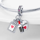 Sterling Silver 925 Pink Charm Jewelry For 3mm Bracelet Pendant