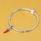 Sterling Silver 925 Pink Charm Jewelry For 3mm Bracelet Pendant