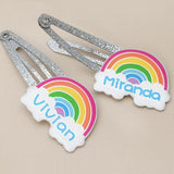 Personalized Glitter Rainbow Hair Clip Girls Hairpin Barrette Gift