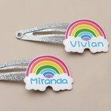 Personalized Glitter Rainbow Hair Clip Girls Hairpin Barrette Gift