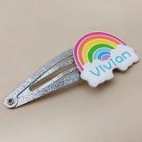 Personalized Glitter Rainbow Hair Clip Girls Hairpin Barrette Gift
