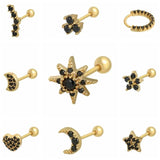 925 Silver Zircon Stud Earrings Women Rose Cartilage Piercing Earrings