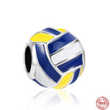925 Silver Football Charm Bead for Bracelet Sports Pendant DIY Jewelry Gift