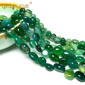 100% Natural Stone Green Agate Irregular Gravel Gemstone Beads 6-8; 8-10MM