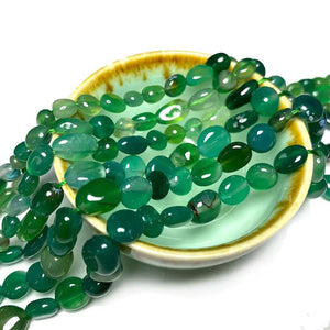 100% Natural Stone Green Agate Irregular Gravel Gemstone Beads 6-8; 8-10MM