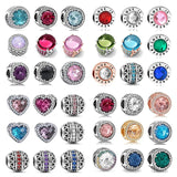 925 Sterling Silver Clear CZ Charm Beads for Bracelet Bangle