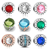 925 Sterling Silver Clear CZ Charm Beads for Bracelet Bangle