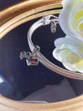 925 Silver Nurse Bear Crown Heart Bead Charm Bracelet DIY Jewelry