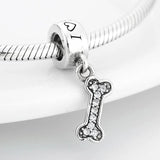 925 Silver Bead Charm Labrador Bulldog Cat Bone Pendant Jewelry