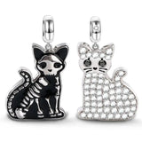 925 Silver Bead Charm Labrador Bulldog Cat Bone Pendant Jewelry