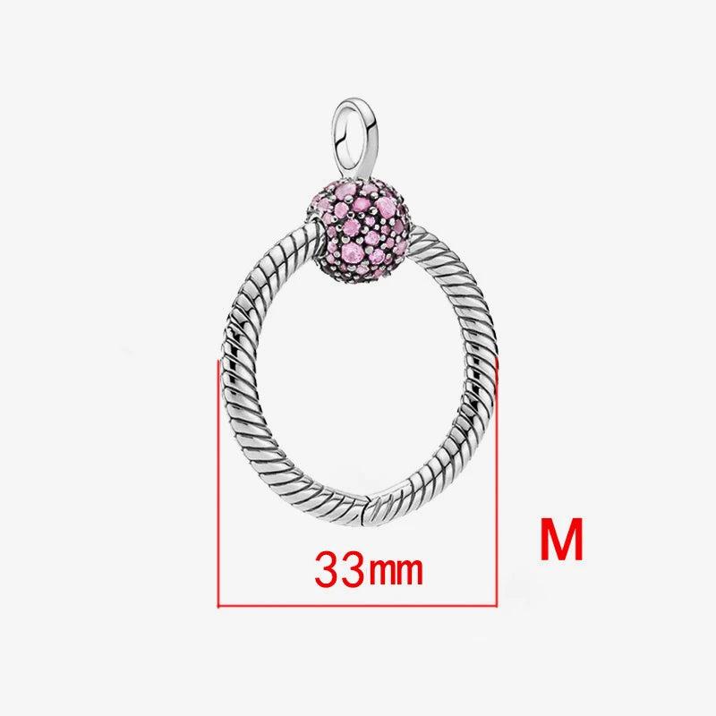 Multicolor O Shape Charm Dangle 925 Sterling Silver Pendant