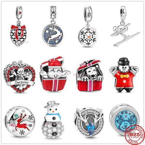 Christmas Surprise Pendants Charms 925 Silver Bead Bracelet DIY Jewelry