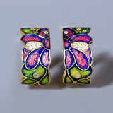 Vintage Enamel Daisy 925 Silver Earrings for Party Jewelry