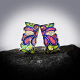 Vintage Enamel Daisy 925 Silver Earrings for Party Jewelry