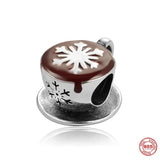 925 Silver Coffee Cup Pendant Charm for Bracelet DIY Jewelry