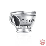 925 Silver Coffee Cup Pendant Charm for Bracelet DIY Jewelry