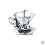925 Silver Coffee Cup Pendant Charm for Bracelet DIY Jewelry
