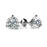 6/7/8MM Round 3-Prong Lab Diamond Earrings For Women 925 Silver Studs