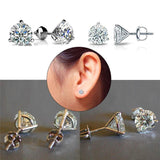 6/7/8MM Round 3-Prong Lab Diamond Earrings For Women 925 Silver Studs